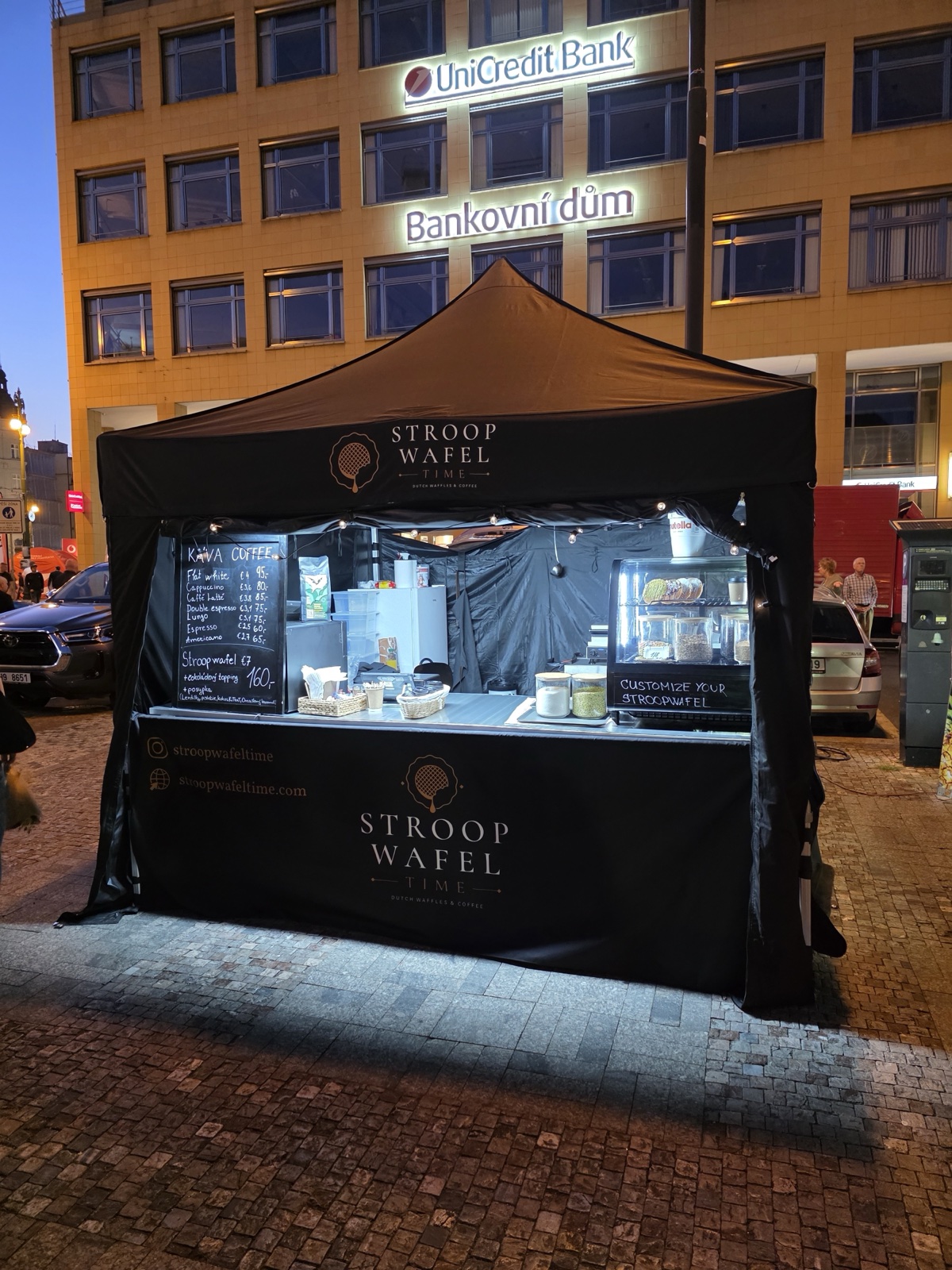 Stroopwafel Time night stall at Náměstí Republiky, Prague